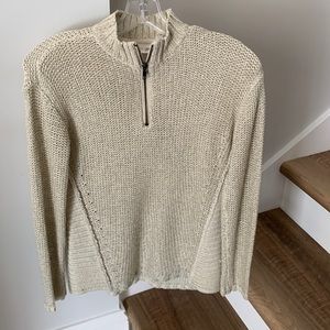 Beige knit S/P sweater with half zip